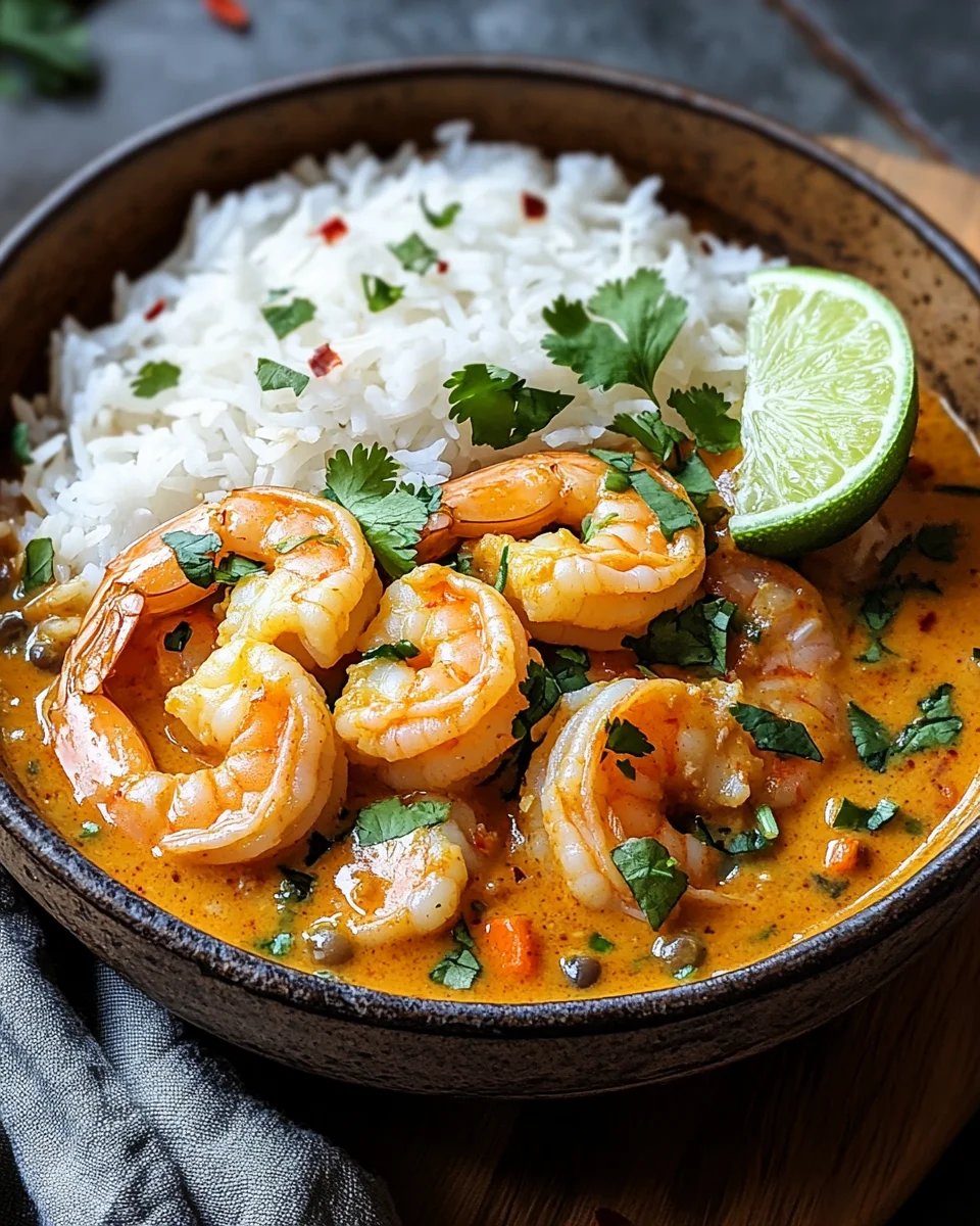 Aromatisches Garnelen Curry mit Kokosmilch und Reis 24 Aromatisches
