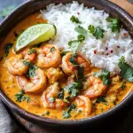 Aromatisches Garnelen Curry mit Kokosmilch und Reis