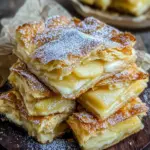 Bl&auml;tterteigkuchen mit Puddingcreme und Apfel