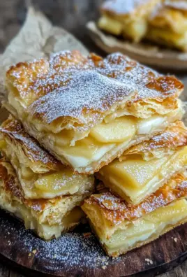 Blätterteigkuchen mit Puddingcreme und Apfel