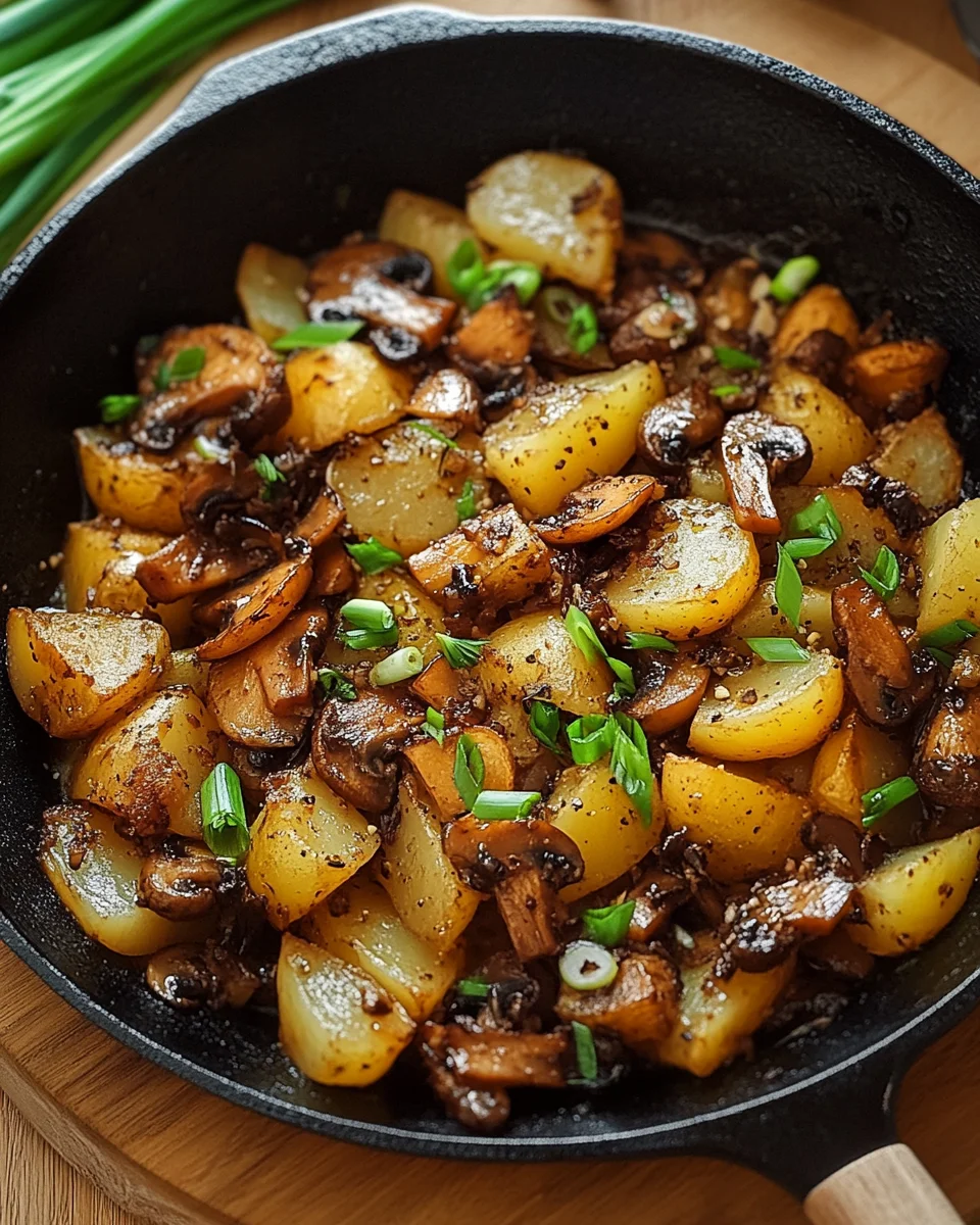 Champignon-Kartoffel-Pfanne mit Frühlingszwiebeln 19 Champignon-Kartoffel-Pfanne mit Frühlingszwiebeln