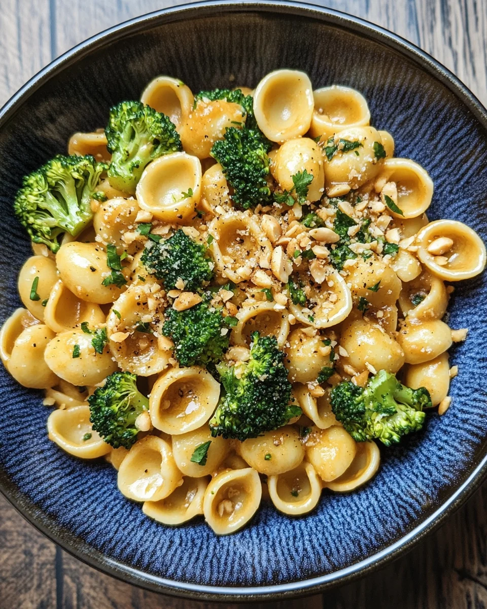 Cremige Erdnuss Brokkoli Orecchiette Pasta