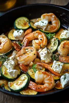 Garnelen Feta Pfanne mit Zucchini