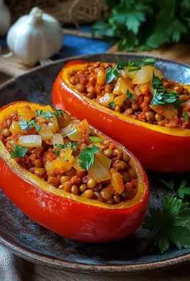 Gefüllte Spitzpaprika mit roten Linsen