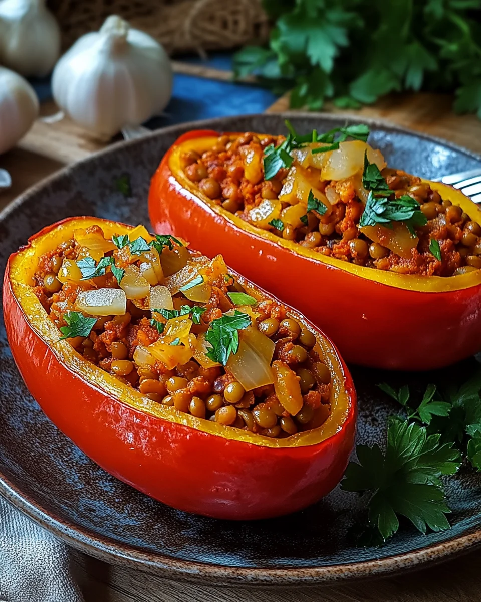Gefüllte Spitzpaprika mit roten Linsen 24 Gefüllte Spitzpaprika mit roten Linsen