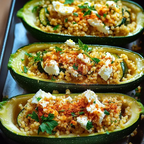 Gefüllte Zucchinis mit Couscous und Feta