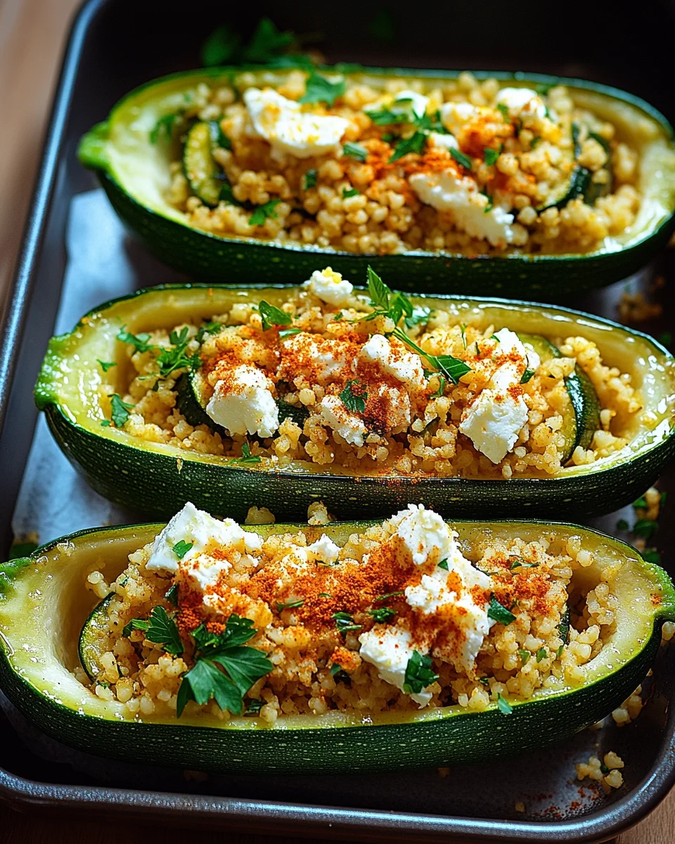 Gef&uuml;llte Zucchinis mit Couscous und Feta