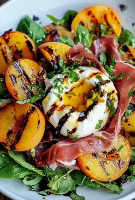 Gegrillter Nektarinen-Burrata-Prosciutto-Salat