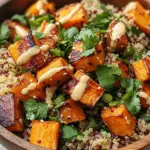Ger&ouml;steter S&uuml;&szlig;kartoffel-Quinoa-Salat mit Sesam-Miso-Sauce