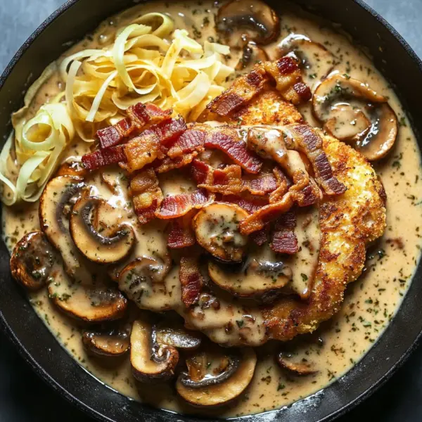 Geschmorte Schnitzelpfanne in köstlicher Jägersauce Rezept