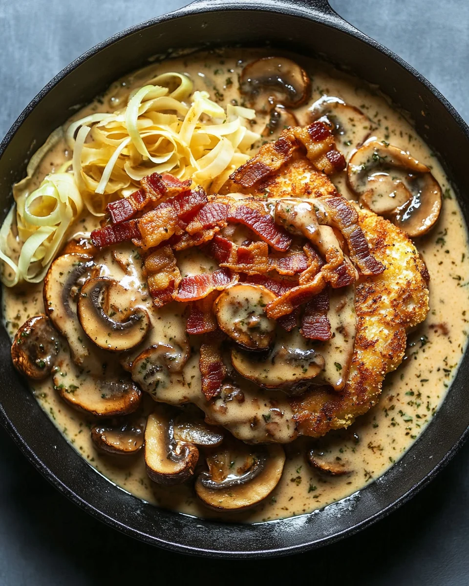 Geschmorte Schnitzelpfanne in k&ouml;stlicher J&auml;gersauce Rezept