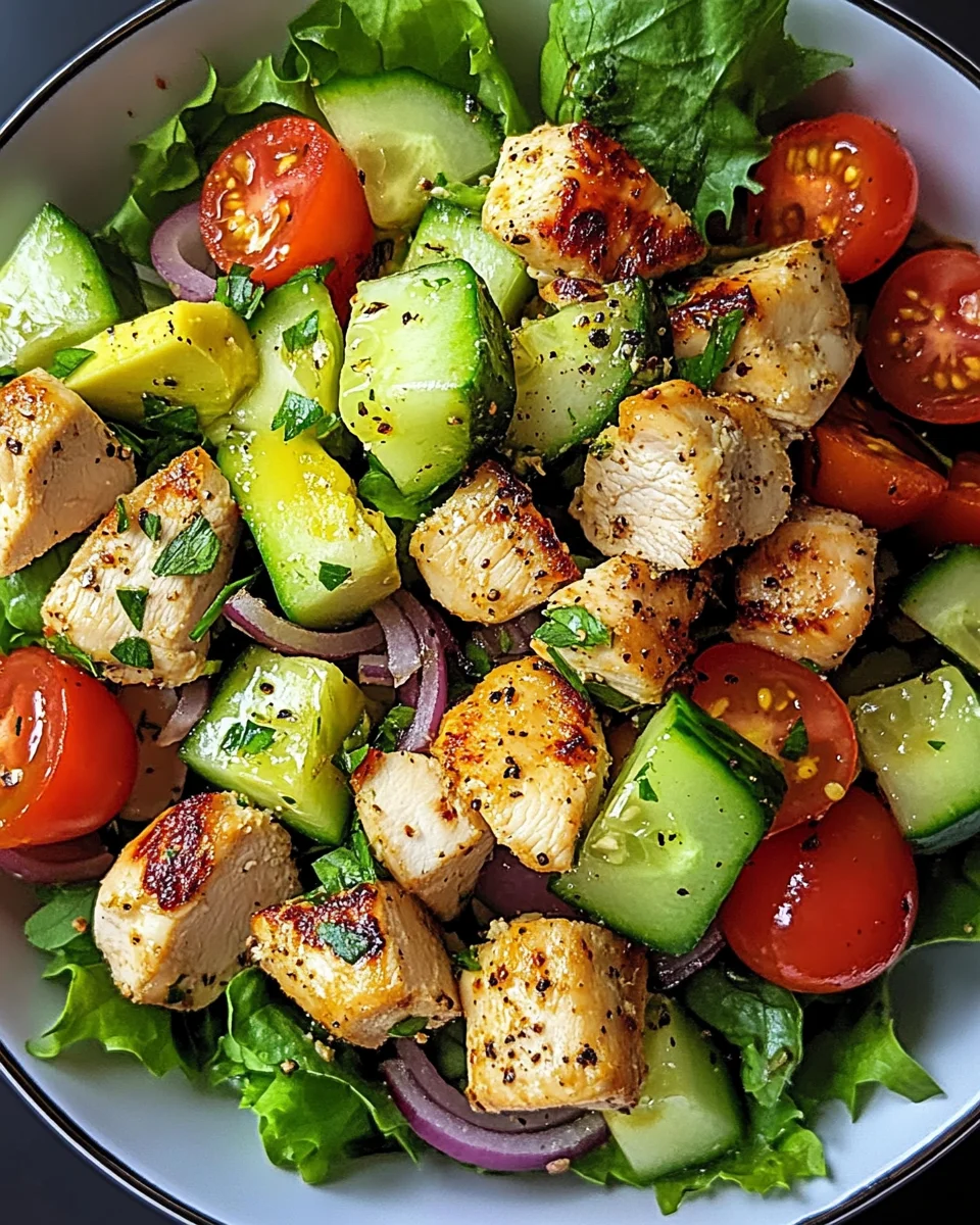 Gesunder Avocado Hähnchen Salat