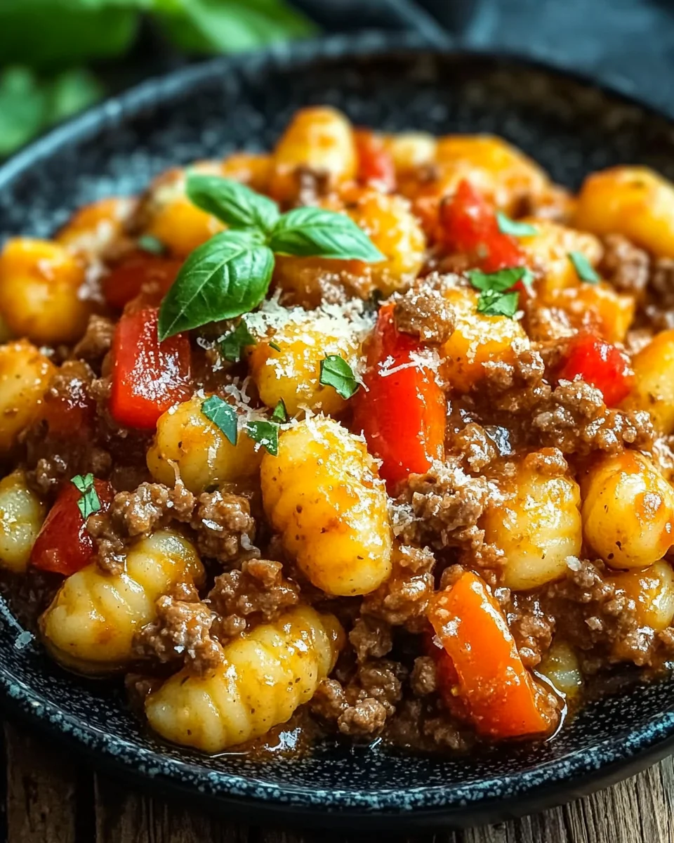 Gnocchi Pfanne mit Hackfleisch und Paprika 25 Gnocchi