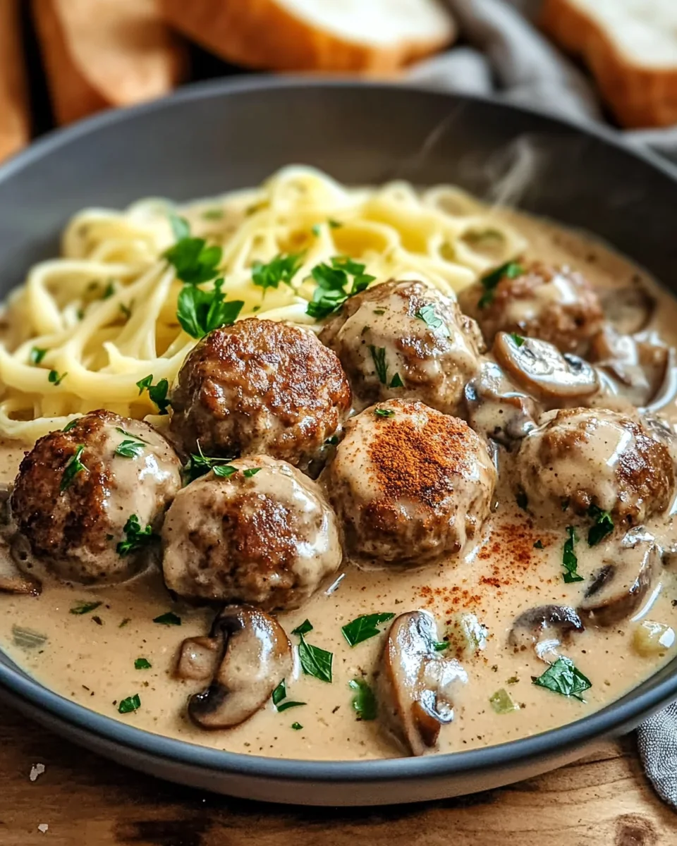 Hackbällchen in Champignon-Rahmsoße 30 Hackbällchen in Champignon-Rahmsoße
