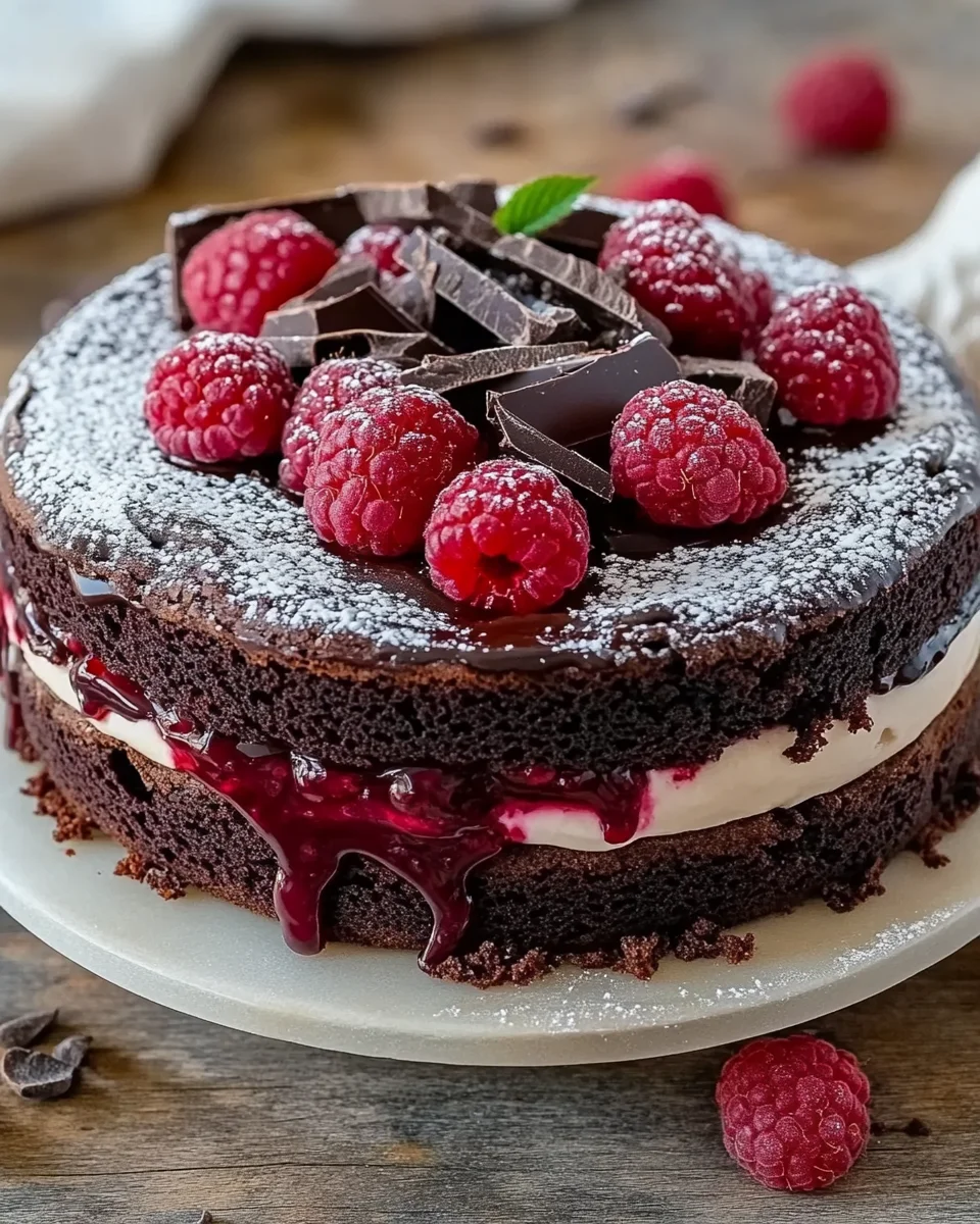 Himbeer Schoko Brownie Torte