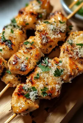 Knoblauch-Parmesan-Hähnchenspieße