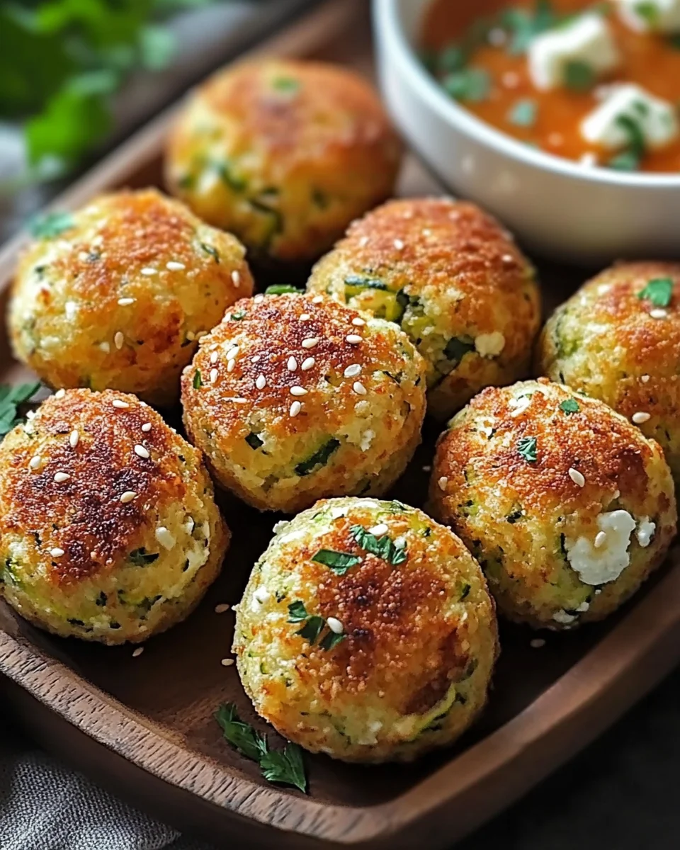 Knusprige Zucchini-Feta-Bällchen aus dem Ofen genießen!