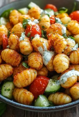 Knuspriger Gnocchi-Salat mit Joghurt-Dressing 28 Knuspriger Gnocchi-Salat mit Joghurt-Dressing