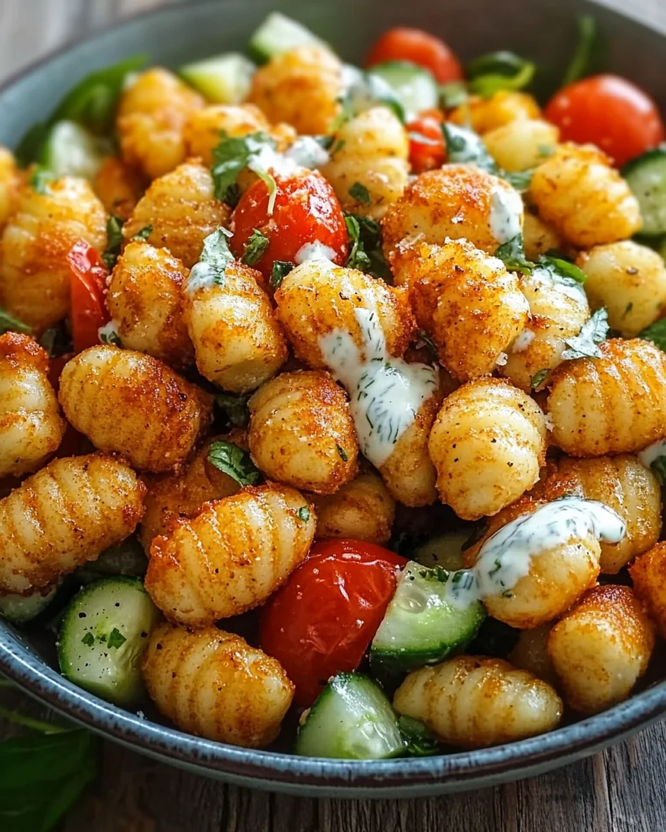 Knuspriger Gnocchi-Salat mit Joghurt-Dressing