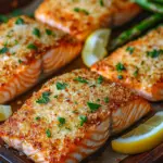 Krosse im Ofen gebackene Parmesan-Krustenlachsfilets
