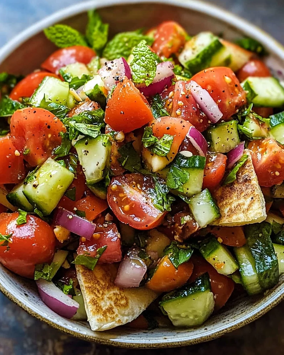 Libanesischer Tomaten Pita Salat