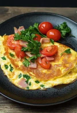 Omelette mit Schinken, Käse und Tomaten