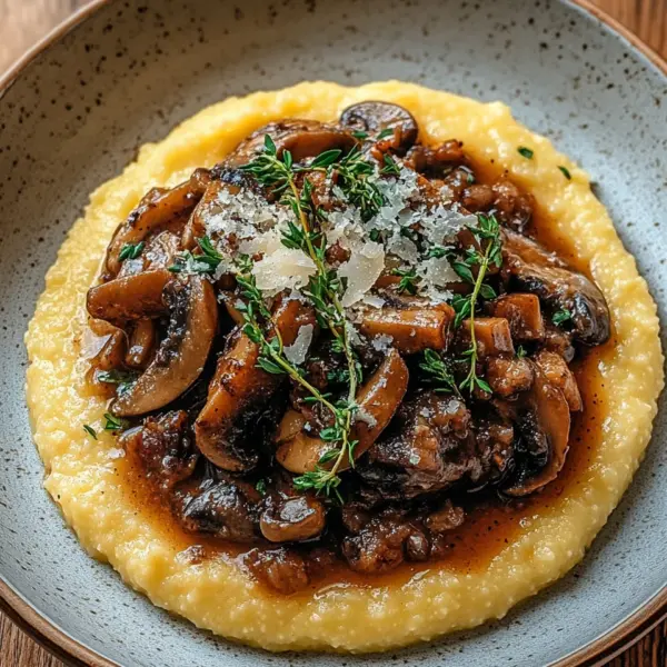 Pilzragout auf Parmesan-Polenta