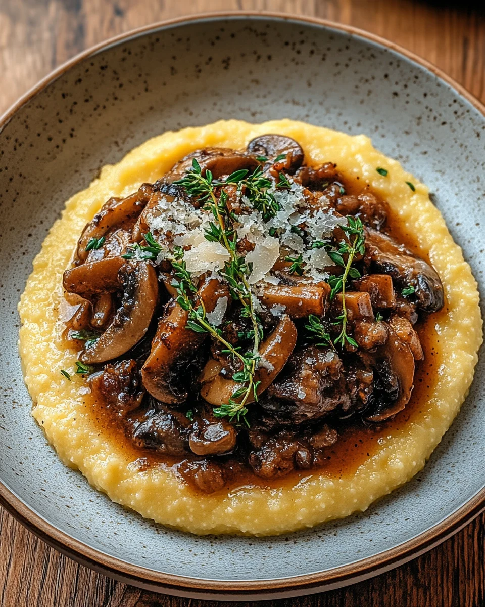 Pilzragout auf Parmesan-Polenta