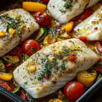 Rezept f&uuml;r mediterran gebackene Fischfilets mit Gem&uuml;se