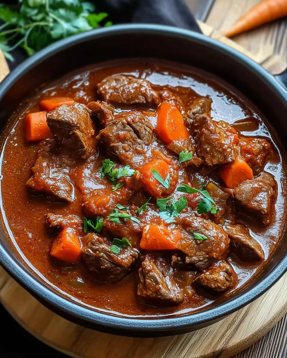 Rindergulasch in Tomaten-Sahneso&szlig;e