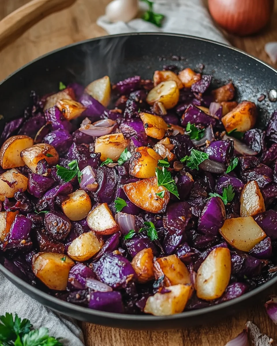 Rotkohl Pfanne mit Kartoffeln