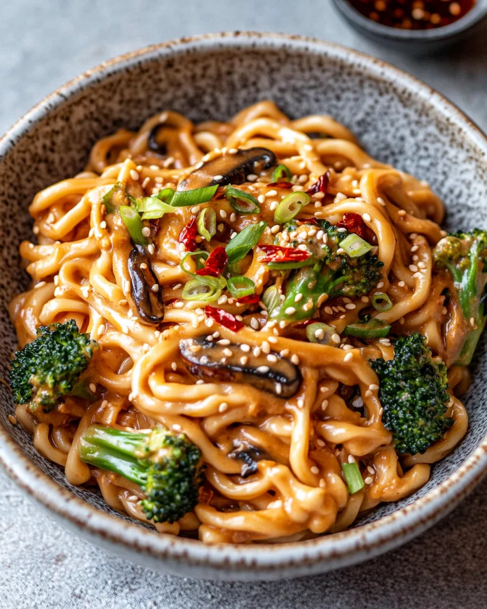 Schnelle Asianudeln mit Erdnusssauce