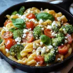 Schupfnudelpfanne mit Brokkoli, Feta und Tomaten