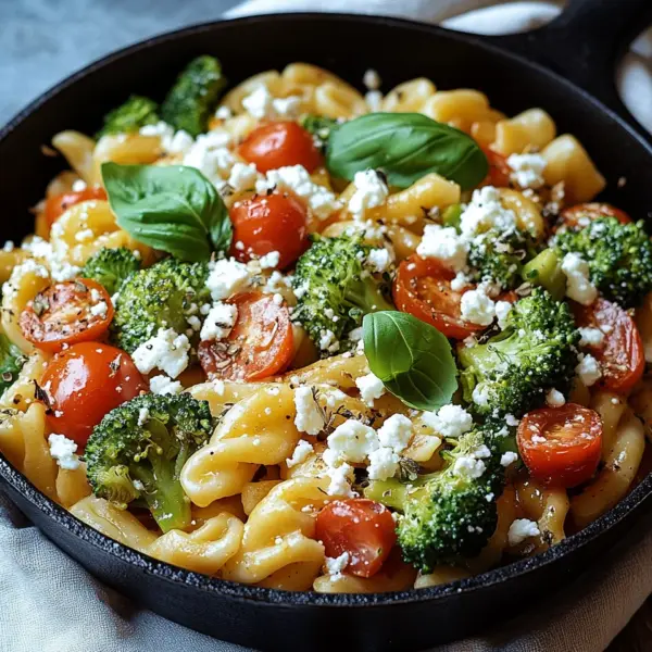 Schupfnudelpfanne mit Brokkoli, Feta und Tomaten