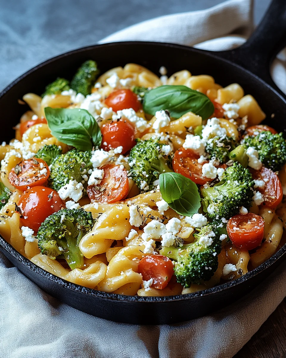 Schupfnudelpfanne mit Brokkoli, Feta und Tomaten
