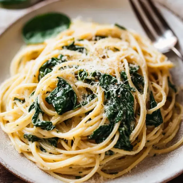 Spaghetti mit Spinat Frischkäse-Sauce