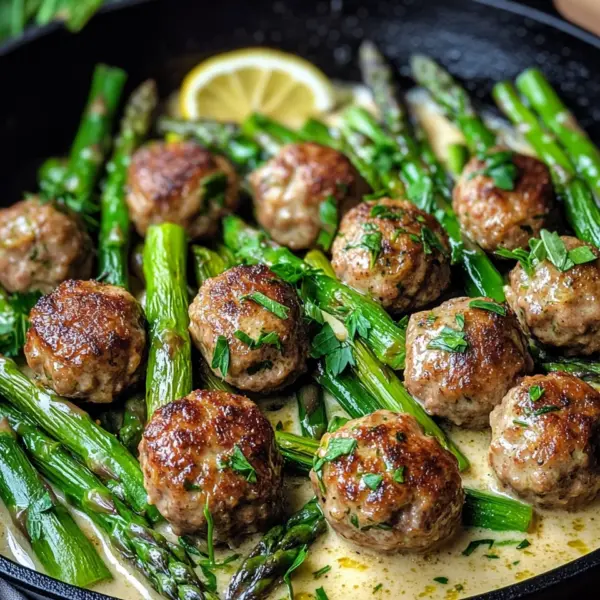 Spargelpfanne mit Frikadellen