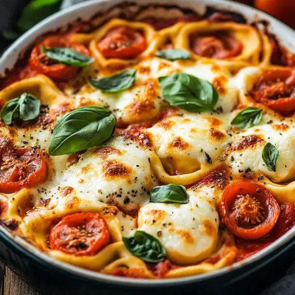 Tortellini-Auflauf mit Tomaten und Mozzarella