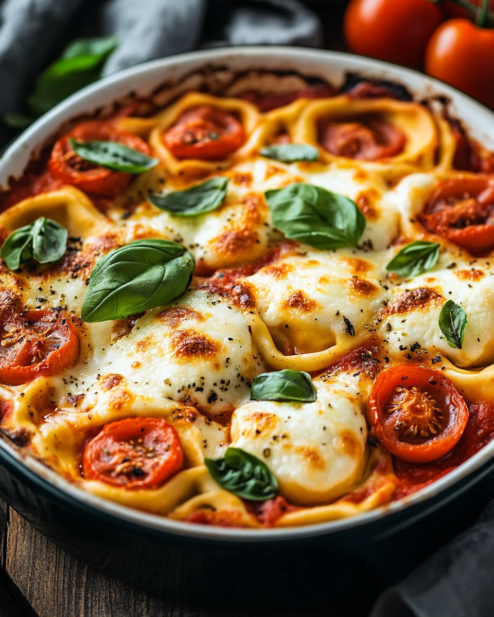 Tortellini-Auflauf mit Tomaten und Mozzarella