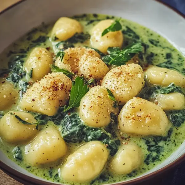 Vegane Gnocchi mit cremiger Spinatsauce