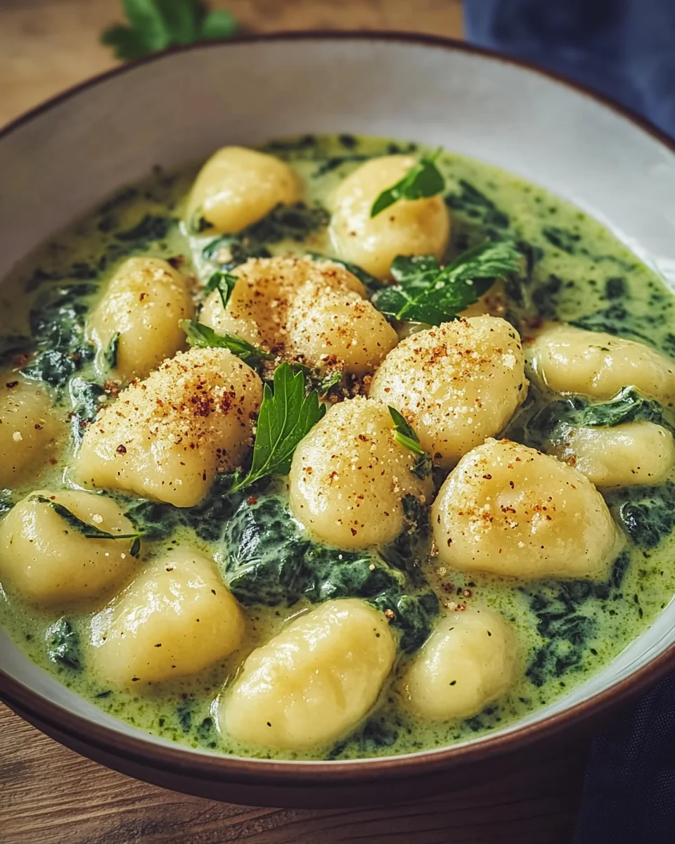 Vegane Gnocchi mit cremiger Spinatsauce
