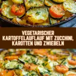 Vegetarischer Kartoffelauflauf mit Zucchini, Karotten und Zwiebeln 21 Pinterest Hidden Image