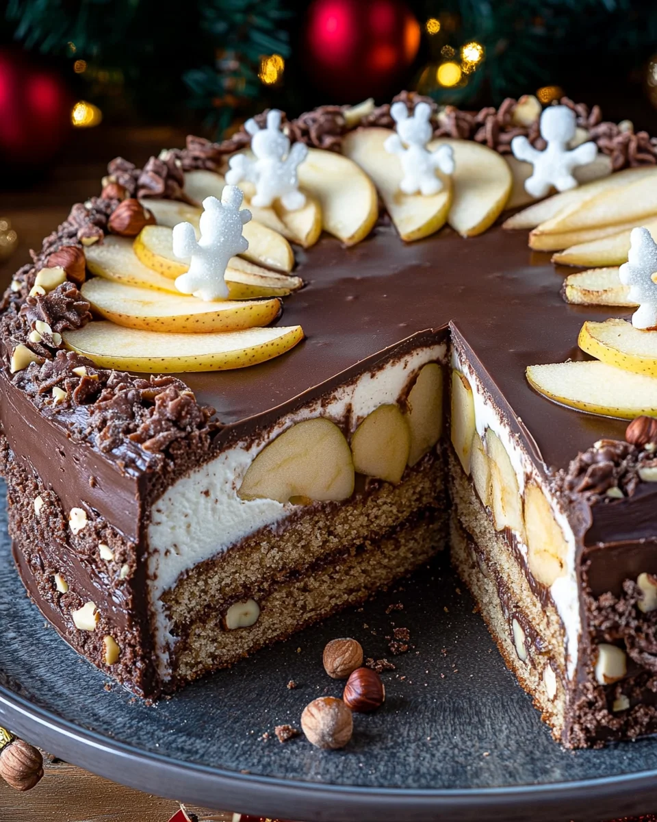 Weihnachtstorte mit Äpfeln und Schokolade 32 Weihnachtstorte