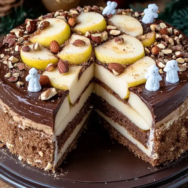 Weihnachtstorte mit Äpfeln und Schokolade