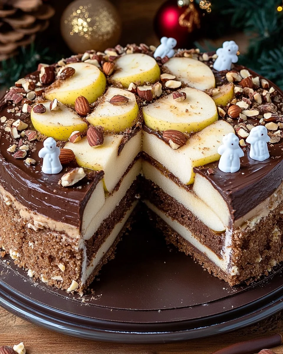 Weihnachtstorte mit Äpfeln und Schokolade 34 Weihnachtstorte mit Äpfeln und Schokolade