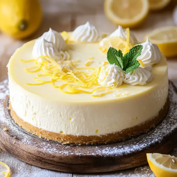 Zitronen-Cheesecake mit weißer Schokolade