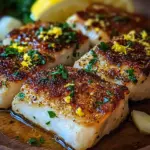 Zitronen-Knoblauch-Butter-Kabeljau mit Knuspriger Haut