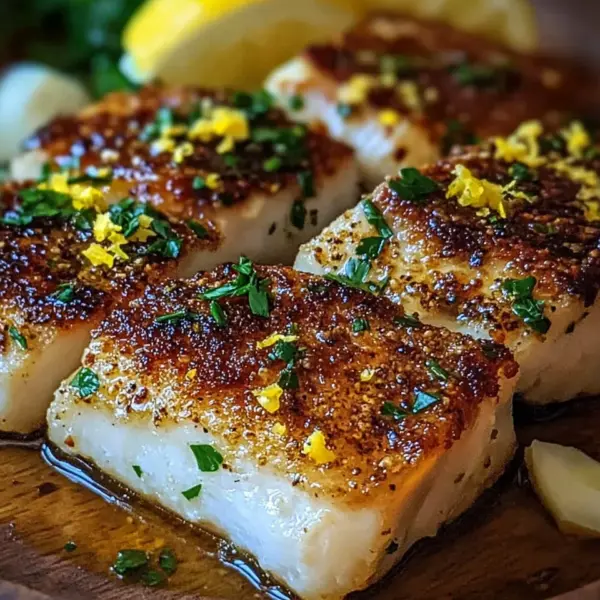 Zitronen-Knoblauch-Butter-Kabeljau mit Knuspriger Haut