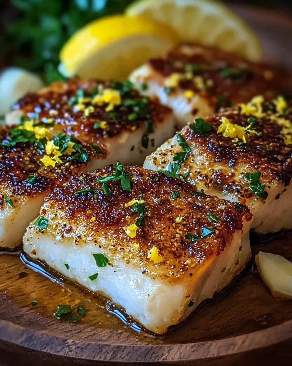 Zitronen-Knoblauch-Butter-Kabeljau mit Knuspriger Haut