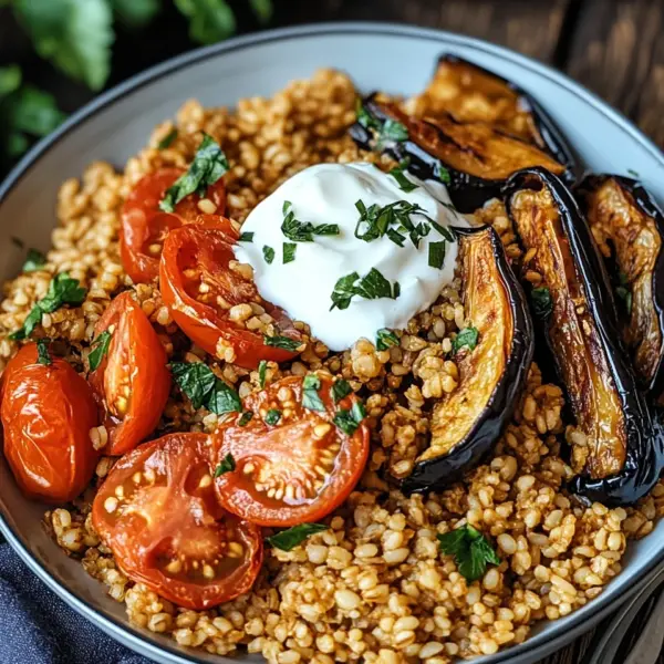 Bulgur with Tomatoes, Eggplant, and Yogurt